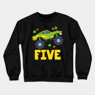 I'm 5 This Is How I Roll Monster Truck 5th Birthday GIft For Boys Toddler Kid Crewneck Sweatshirt